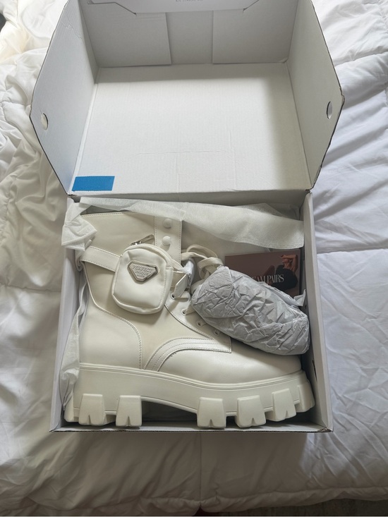 Dream Pairs Shoes - Dream Pairs White Chunky Combat Moto Boots with Removable Pouch